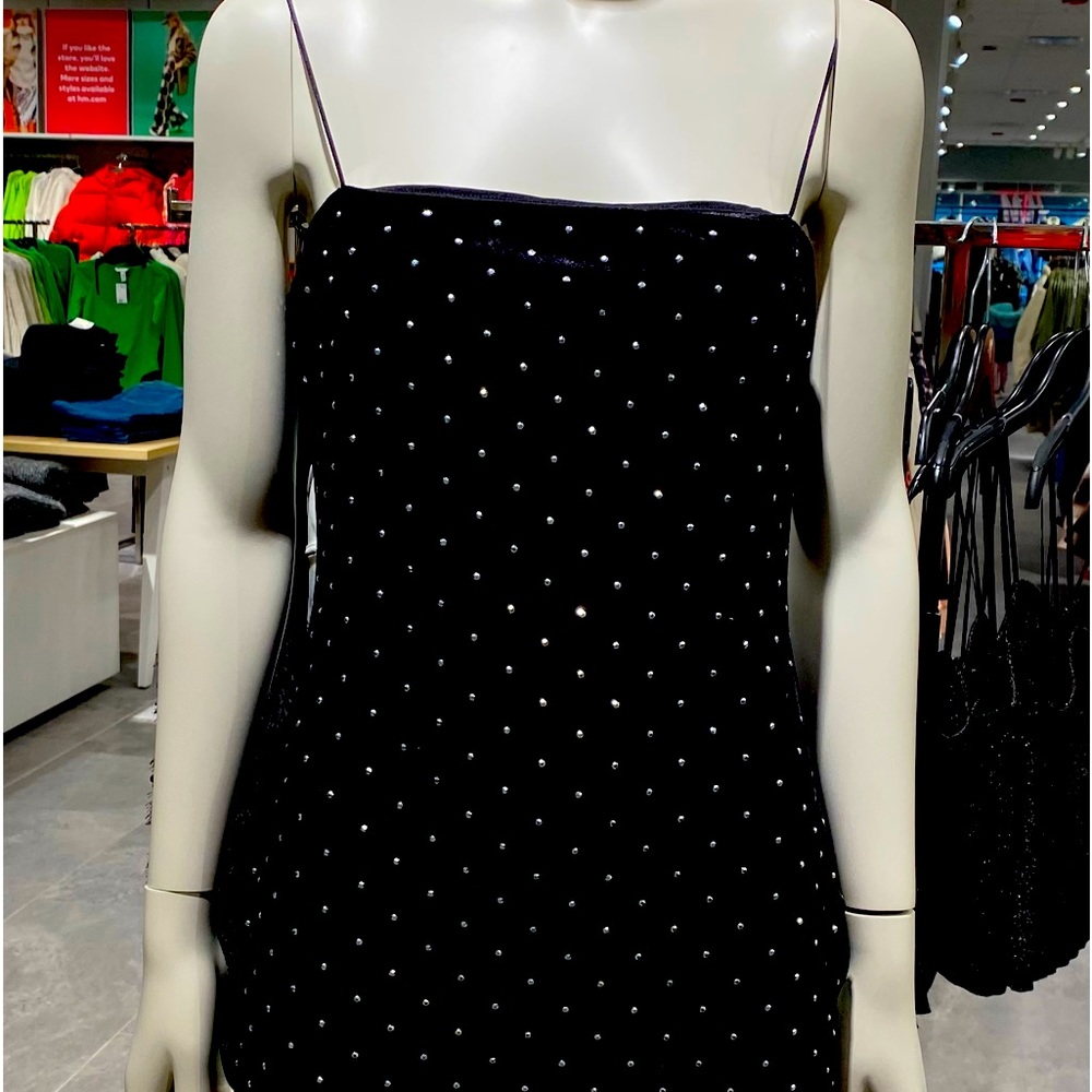Brand New Women’s Velvet Black Dress with Rhinestones Size S